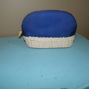 Mark & Graham Canvas and Raffia Travel Cosmetic Case